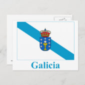 vlag van Galicië met naam Briefkaart (Voorkant / Achterkant)