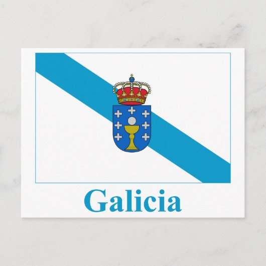 vlag van Galicië met naam Briefkaart (Voorkant)