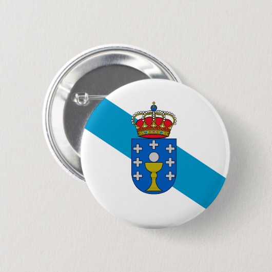 vlag van Galicië (Spanje) Ronde Button 5,7 Cm (Voorkant /achterkant)