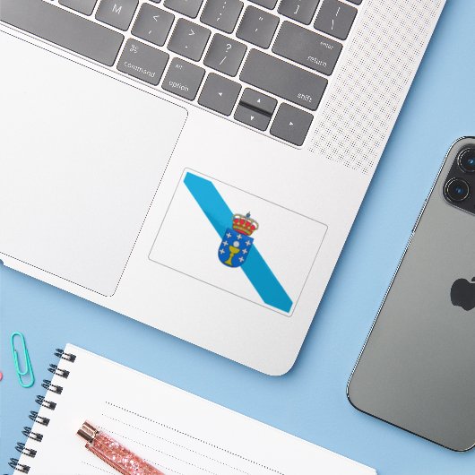 Vlag van Galicië Sticker (Laptop met iPhone)