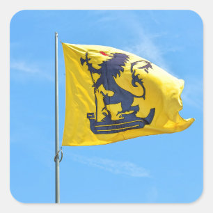 Vlag van gemeente Nieuwpoort, België Vierkante Sticker