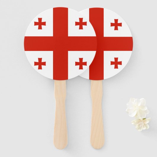 Vlag van Georgië Handwaaier (Voorkant en achterkant)