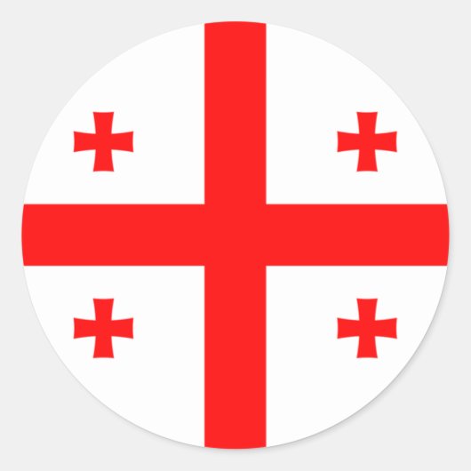 Vlag van Georgië Ronde Sticker (Voorkant)