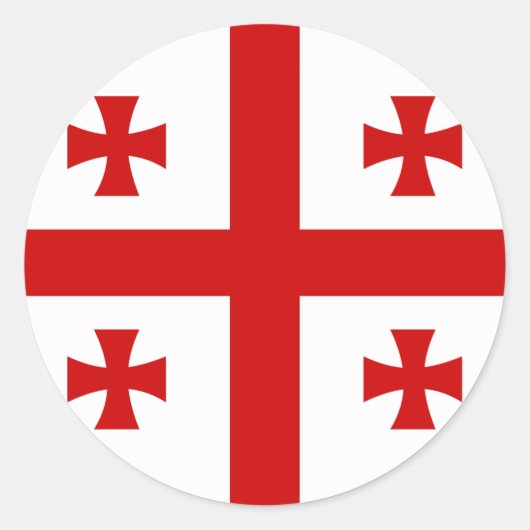 vlag van Georgië Ronde Sticker (Voorkant)