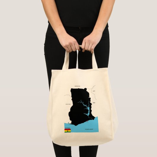 vlag van ghana - landkaart tote bag (Voorkant (product))