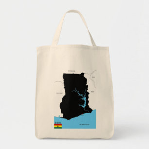 vlag van ghana - landkaart tote bag