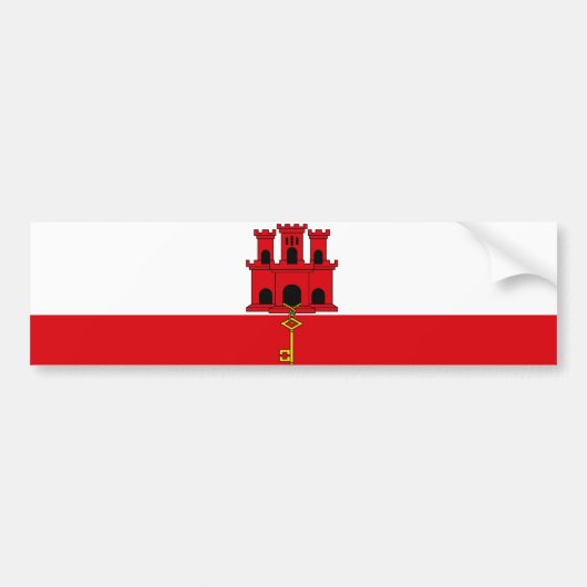 Vlag van Gibraltar Bumpersticker (Voorkant)