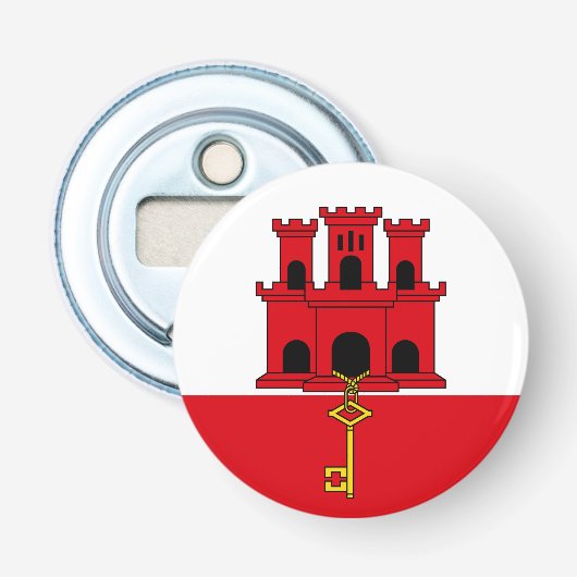Vlag van Gibraltar Button Flesopener (Voorkant)