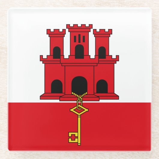 Vlag van Gibraltar Glazen Onderzetter (Voorkant)