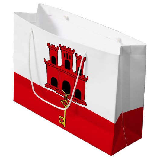 Vlag van Gibraltar Groot Cadeauzakje (Voorkant Gekanteld)