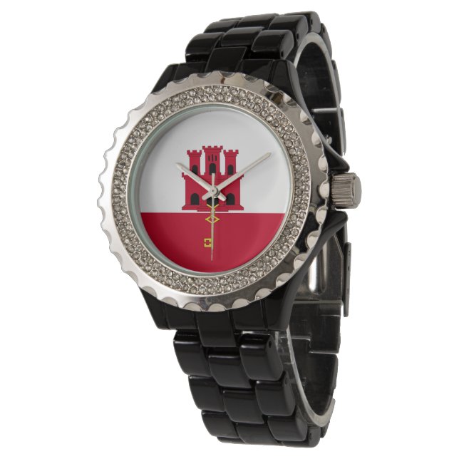 vlag van Gibraltar Horloge (Gekanteld)
