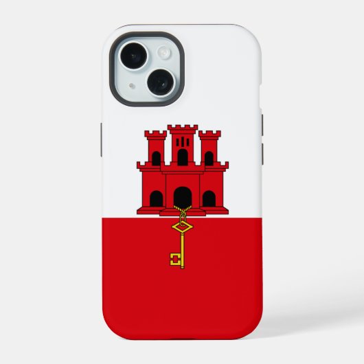 Vlag van Gibraltar iPhone 15 Case (Achterkant)