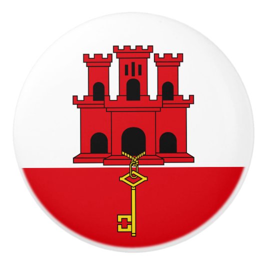 Vlag van Gibraltar Keramische Knop (Voorkant)