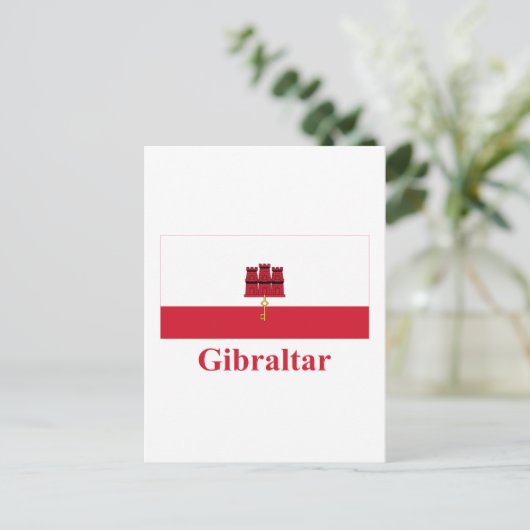 Vlag van Gibraltar met naam Briefkaart (Staand voorkant)