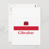 Vlag van Gibraltar met naam Briefkaart (Voorkant / Achterkant)