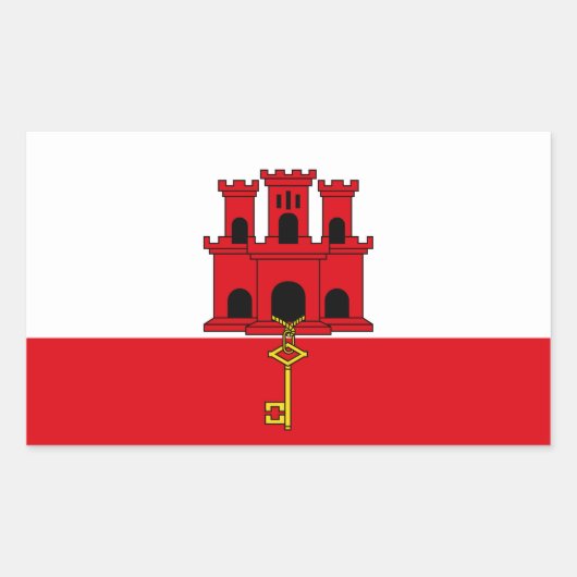 Vlag van Gibraltar Rechthoekige Sticker (Voorkant)