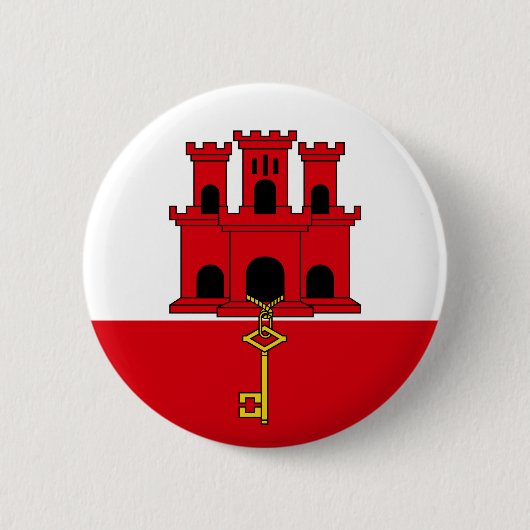 Vlag van Gibraltar Ronde Button 5,7 Cm (Voorkant)