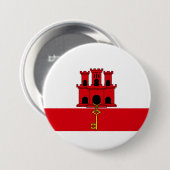 Vlag van Gibraltar Ronde Button 7,6 Cm (Voorkant /achterkant)