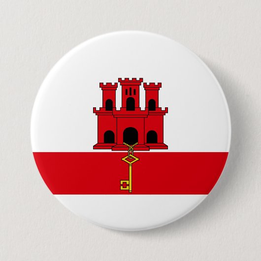 Vlag van Gibraltar Ronde Button 7,6 Cm (Voorkant)