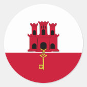 vlag van Gibraltar Ronde Sticker (Voorkant)