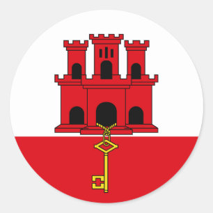 Vlag van Gibraltar Ronde Sticker