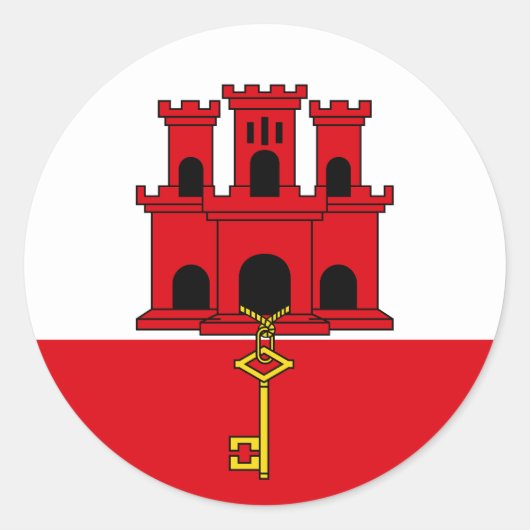 Vlag van Gibraltar Ronde Sticker (Voorkant)