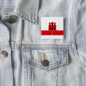 Vlag van Gibraltar Vierkante Button 5,1 Cm (In situ)