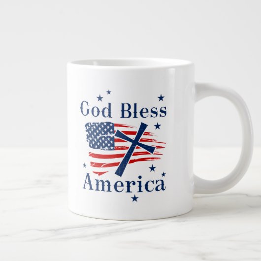 Vlag van God Bless America Grote Koffiekop (Rechts)