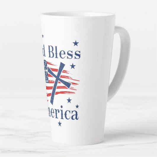 Vlag van God Bless America Latte Mok (Rechterhoek)