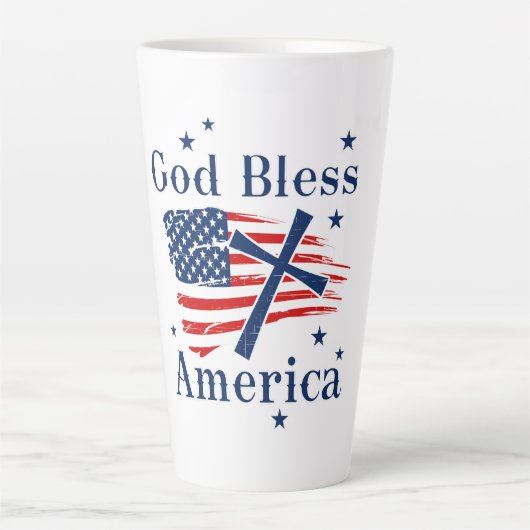 Vlag van God Bless America Latte Mok (Voorkant)