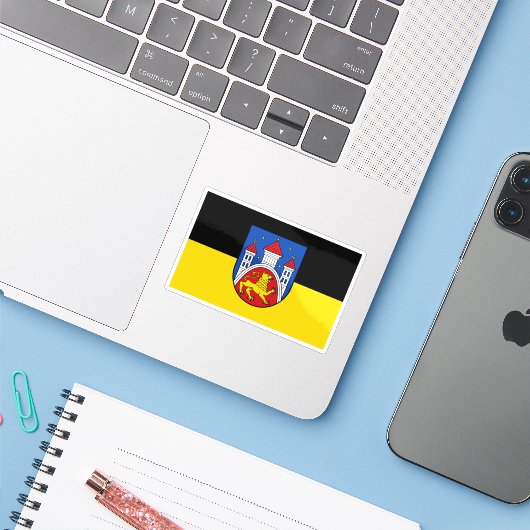 Vlag van Göttingen, Duitsland Sticker (Laptop met iPhone)