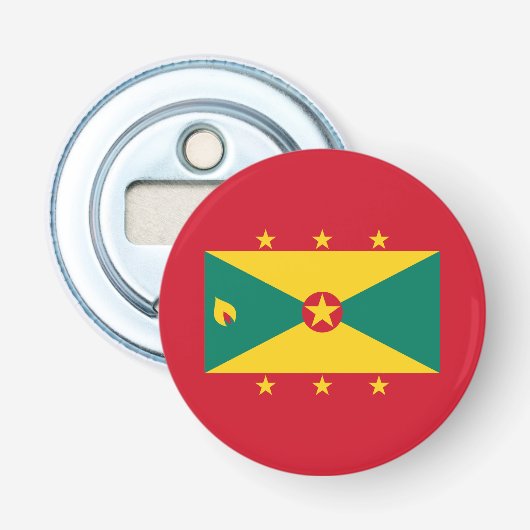 Vlag van Grenada Button Flesopener (Voorkant)