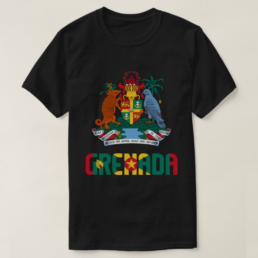 Vlag van Grenada en wapenschild T-shirt (Design voorkant)