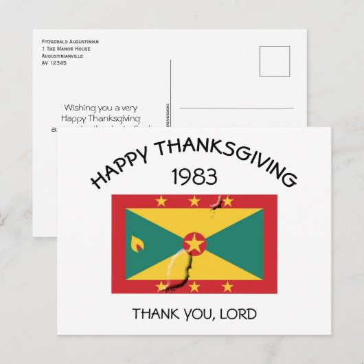 Vlag van Grenada | GRENEDIAANSE DANKDAG 1983 Briefkaart (Voorkant / Achterkant)