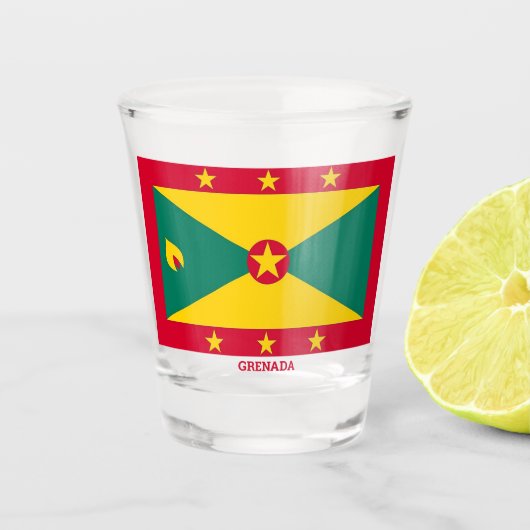Vlag van Grenada Shot Glas (Voorkant)
