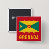 Vlag van Grenada Vierkante Button 5,1 Cm (Voorkant /achterkant)