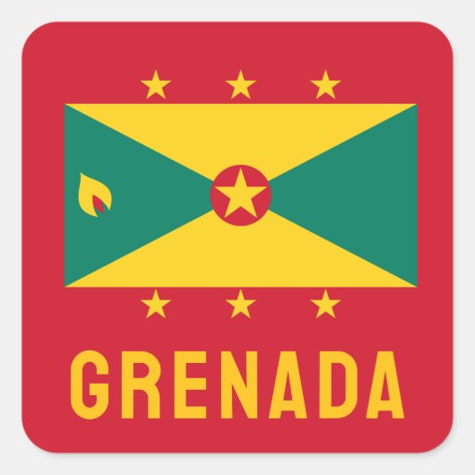 Vlag van Grenada Vierkante Sticker (Voorkant)