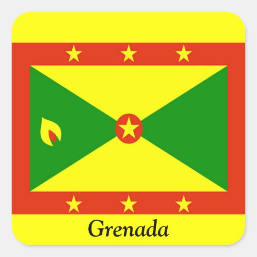 Vlag van Grenada Vierkante Sticker (Voorkant)