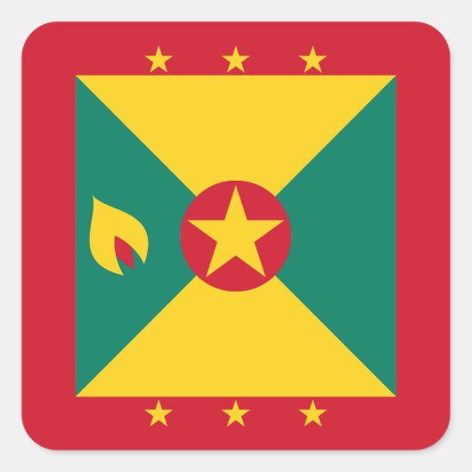 Vlag van Grenada Vierkante Sticker (Voorkant)