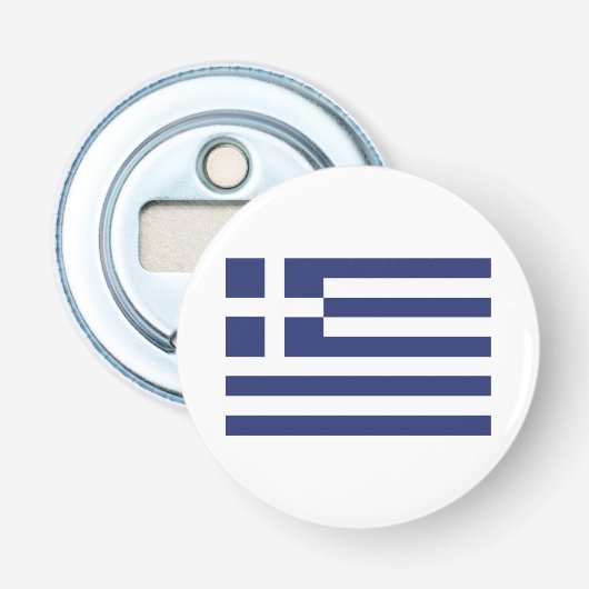 Vlag van Griekenland Button Flesopener (Voorkant)