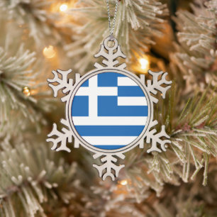 Vlag van Griekenland Griekse Vlag Tin Sneeuwvlok Ornament