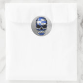 Vlag van Griekenland op een Steel Skull Graphic Ronde Sticker (Tas)