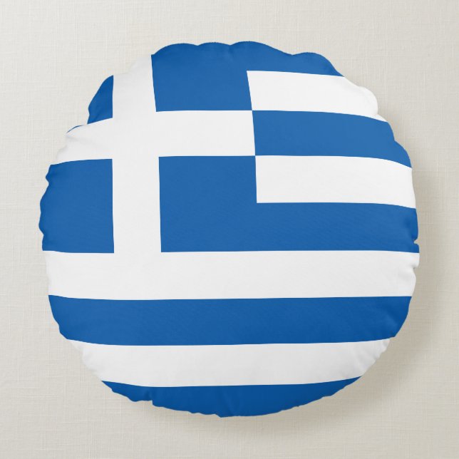 Vlag van Griekenland Rond Kussen (Voorkant)
