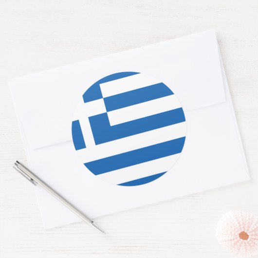 Vlag van Griekenland Ronde Sticker (Envelop)