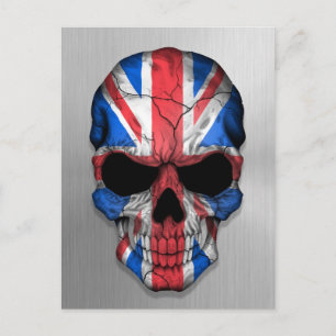 Vlag van Groot-Brittannië op een stalen schedel Briefkaart