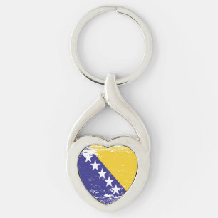 Vlag van Grunge Bosnië en Herzegovina Sleutelhanger