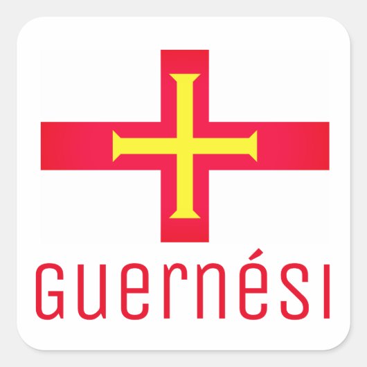 Vlag van Guernési Vierkante Sticker (Voorkant)
