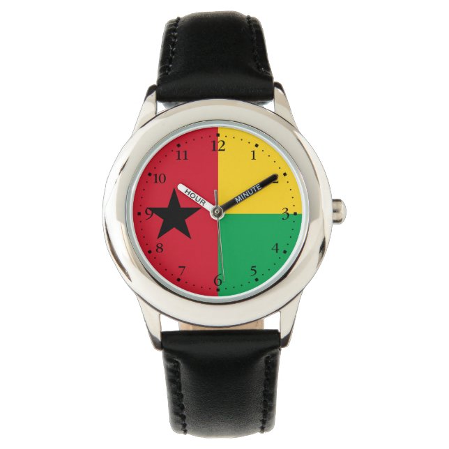 Vlag van Guinee-Bissau Horloge (Voorkant)