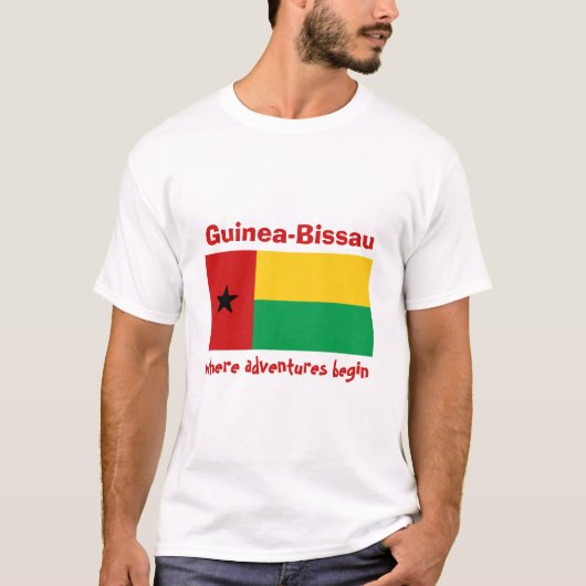 vlag van Guinee-Bissau + kaart + tekst T-shirt (Voorkant)