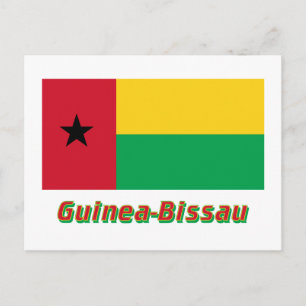 vlag van Guinee-Bissau met naam Briefkaart